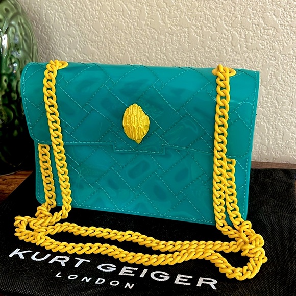 Kurt Geiger Handbags - Kurt Geiger London Kensington Vinyl Shoulder Bag, teal transparent